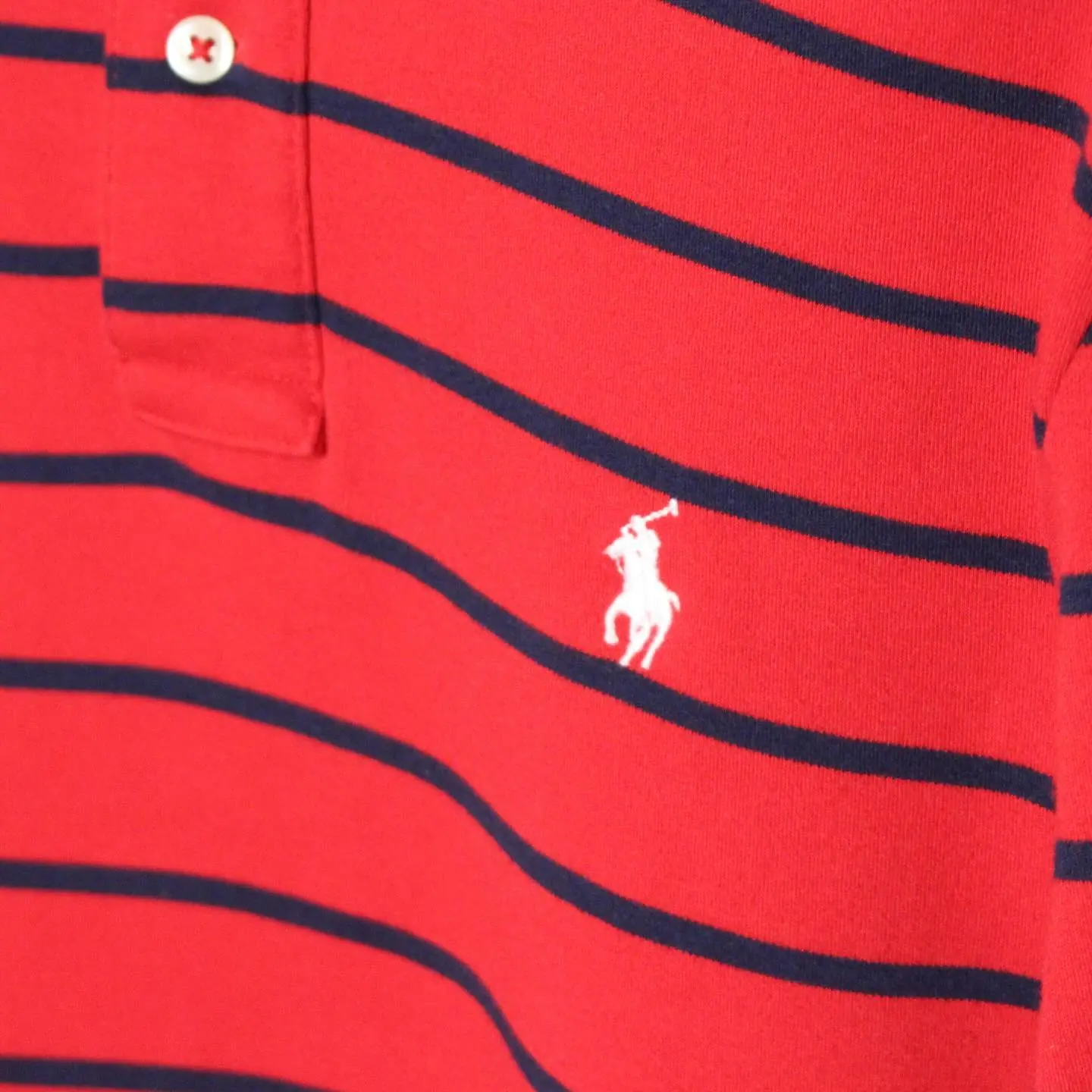 Polo Ralph Lauren red and navy striped long-sleeve polo., view 2 of 3
