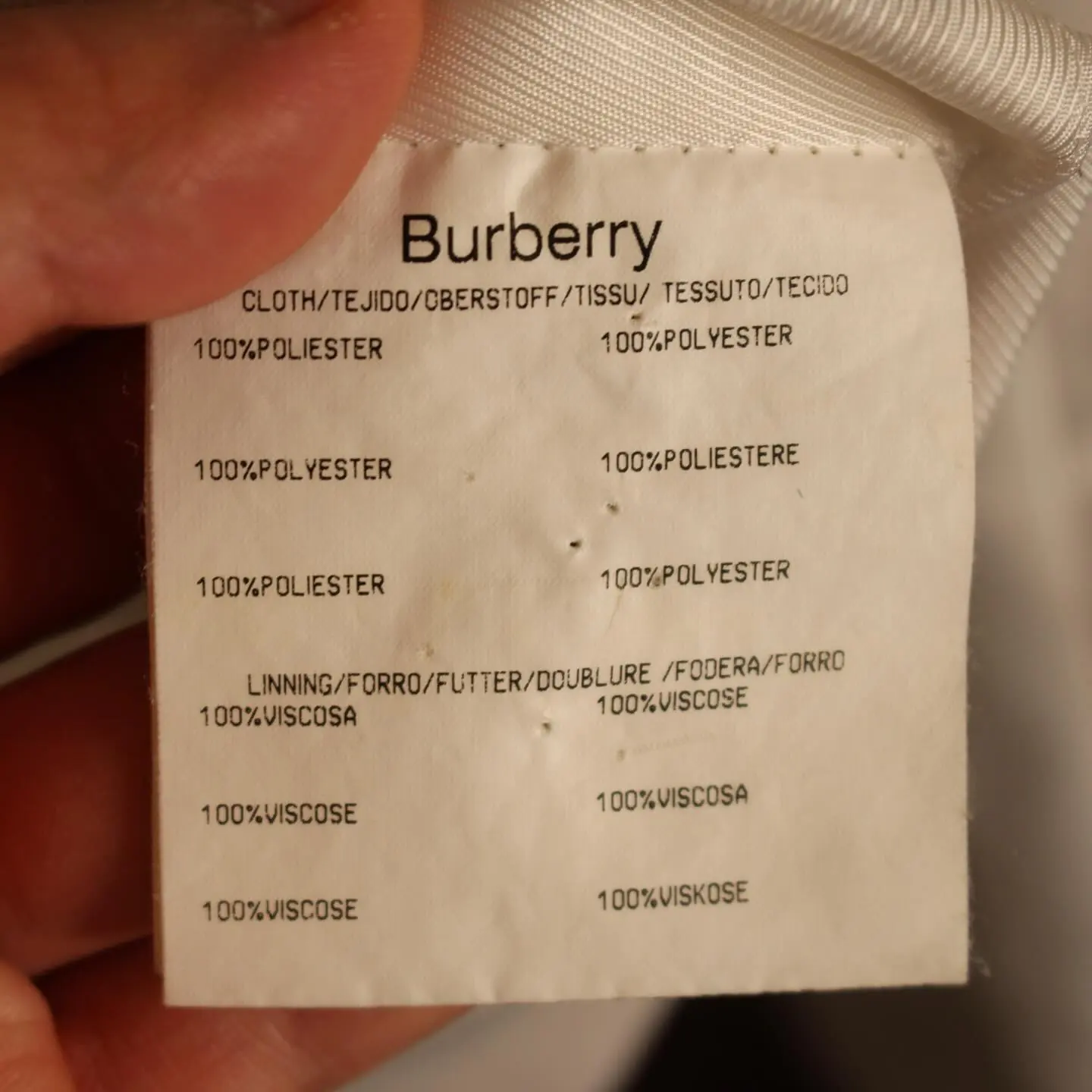White Burberry women’s zippered down jacket, belted waist, view 11 of 11