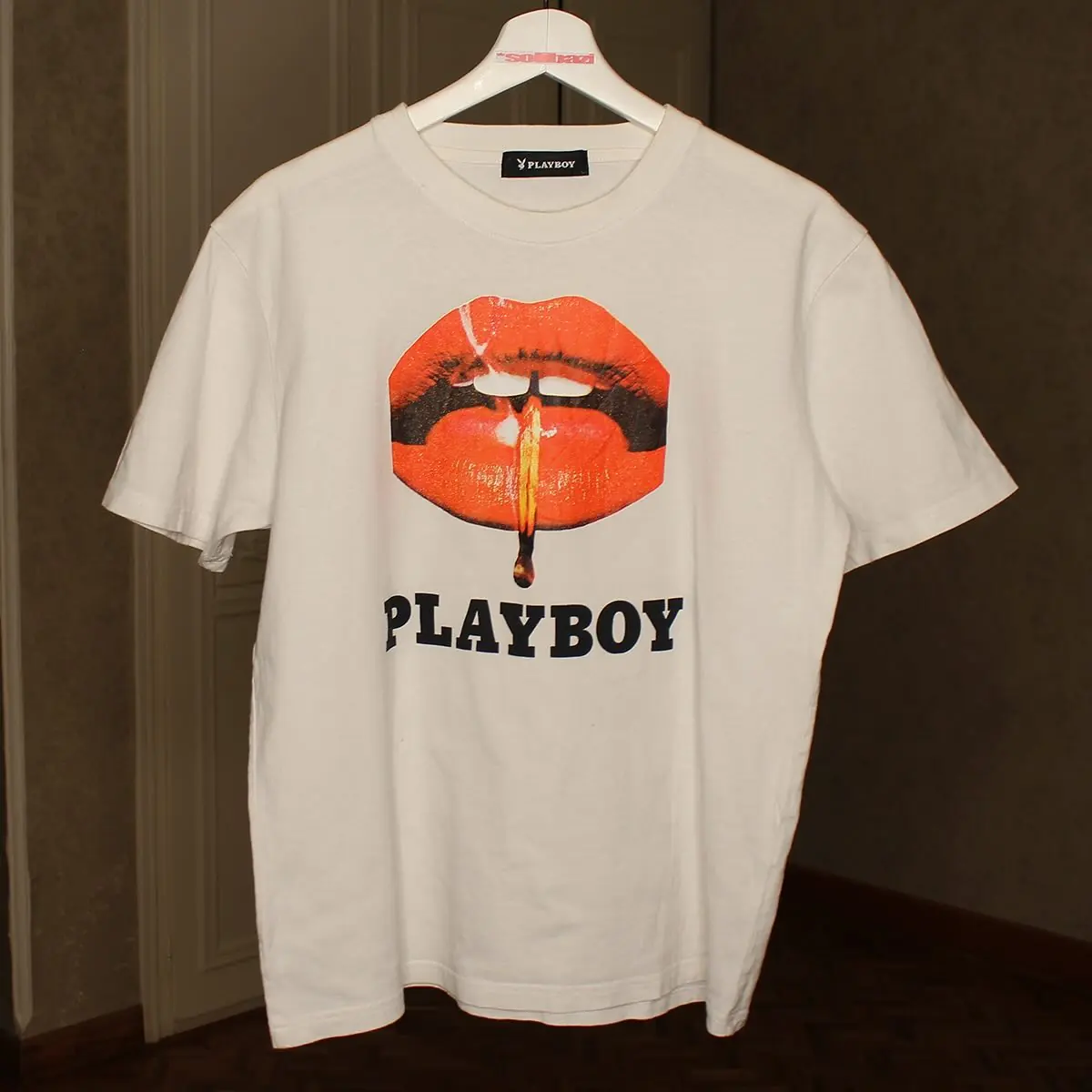 Vintage PLAYBOY t-shirt featuring big juicy lips print, view 1 of 1