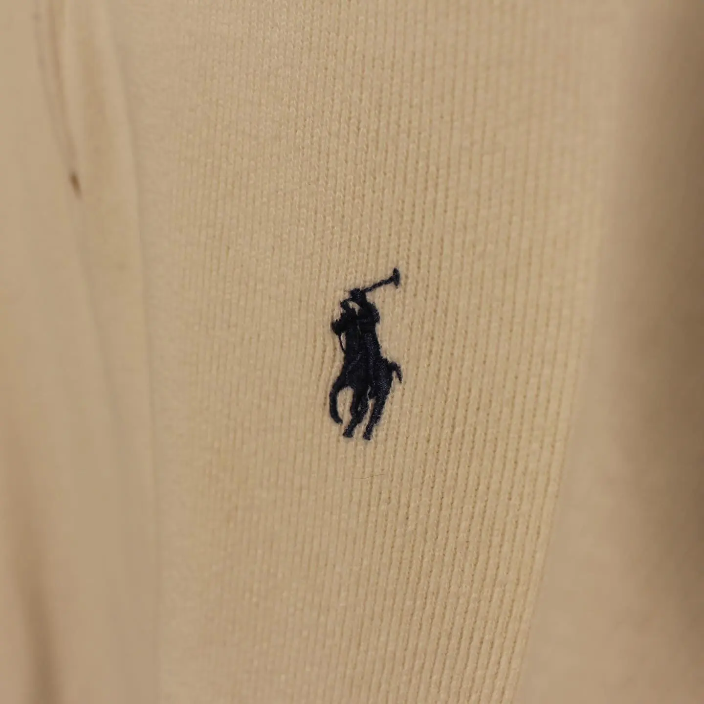 POLO RALPH LAUREN Men’s French Ribbed Cotton 1/4 Zip Pullover Ivory XL NWT, view 3 of 8
