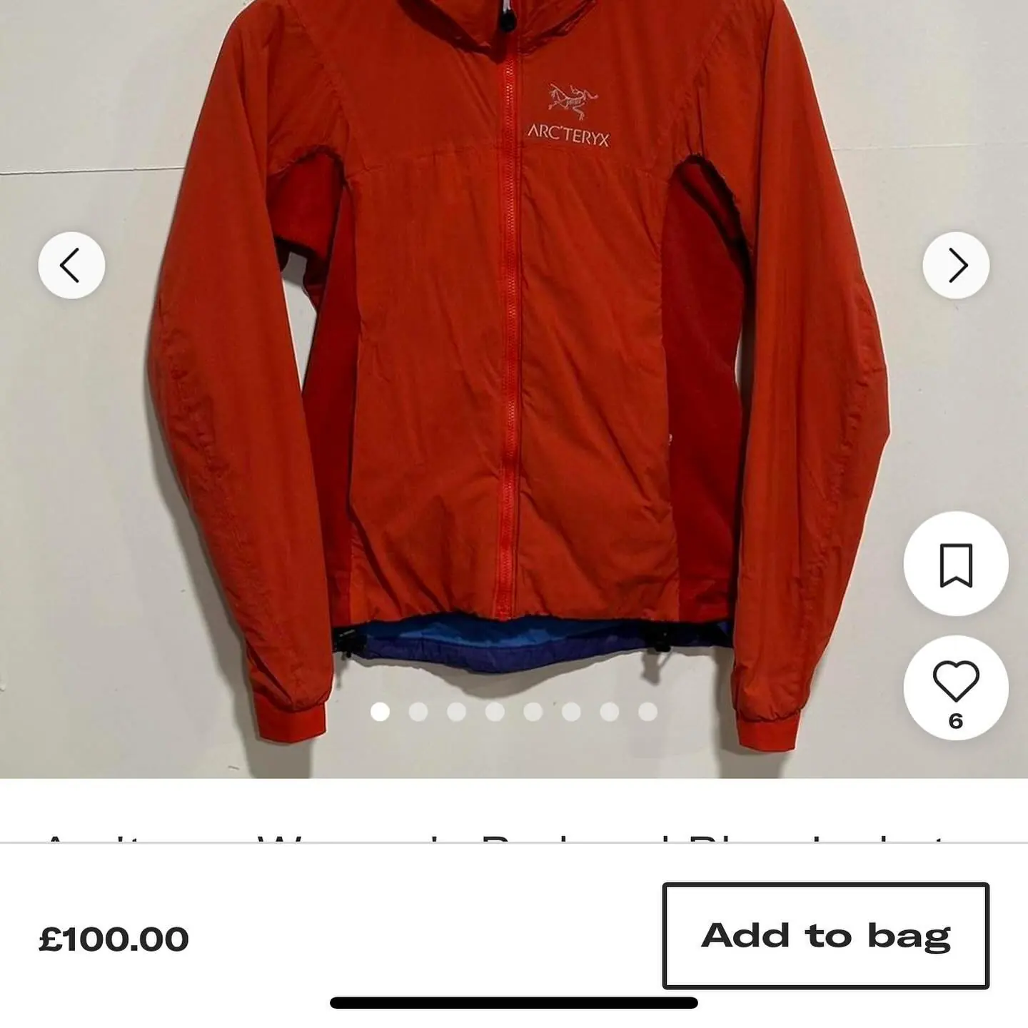 2000’s Arcteryx Women’s Orange Atom Jacket, view 9 of 9
