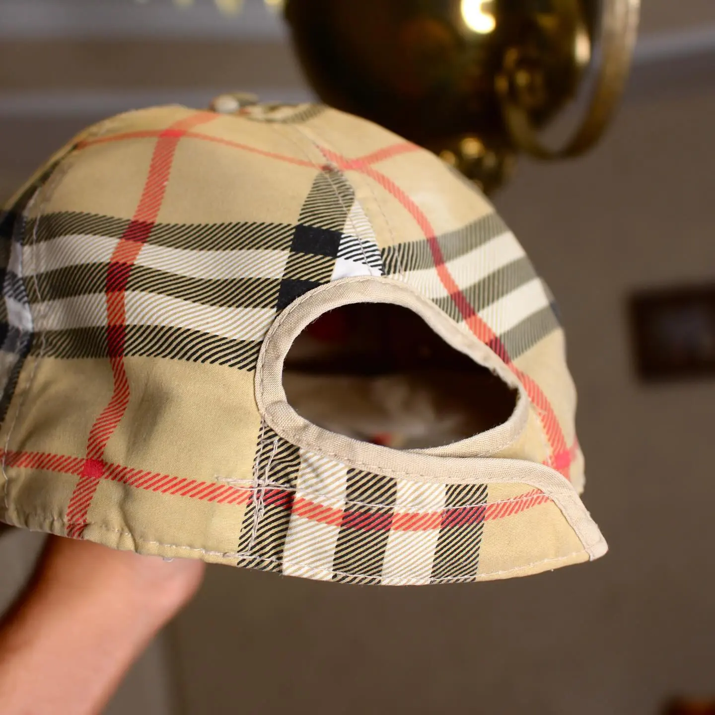 VINTAGE BURBERRY GOLF HAT - BEIGE NOVA CHECK, view 5 of 6