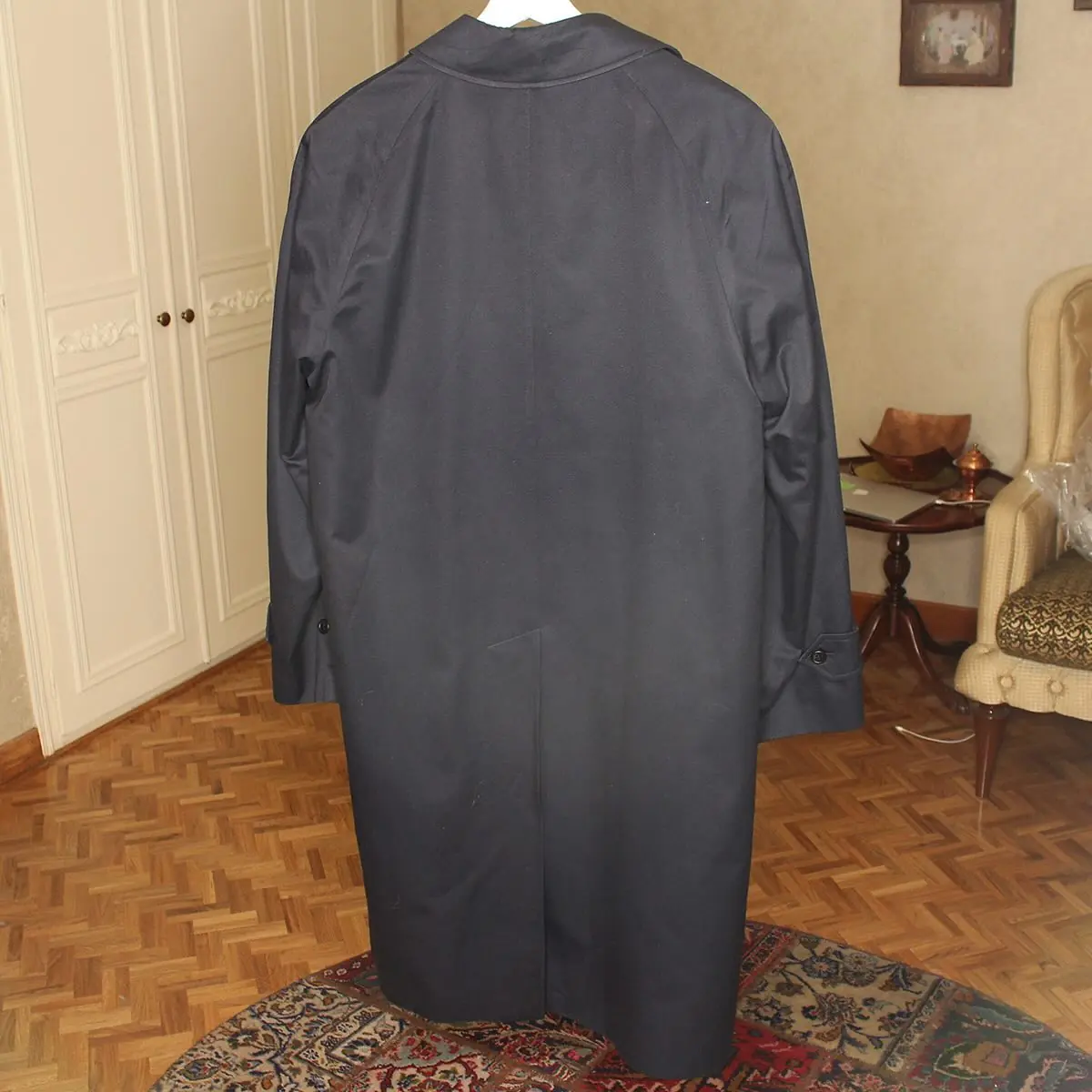Vintage Burberry’s for Harrods trench coat in navy. Nova Check zippered lining included., view 3 of 8