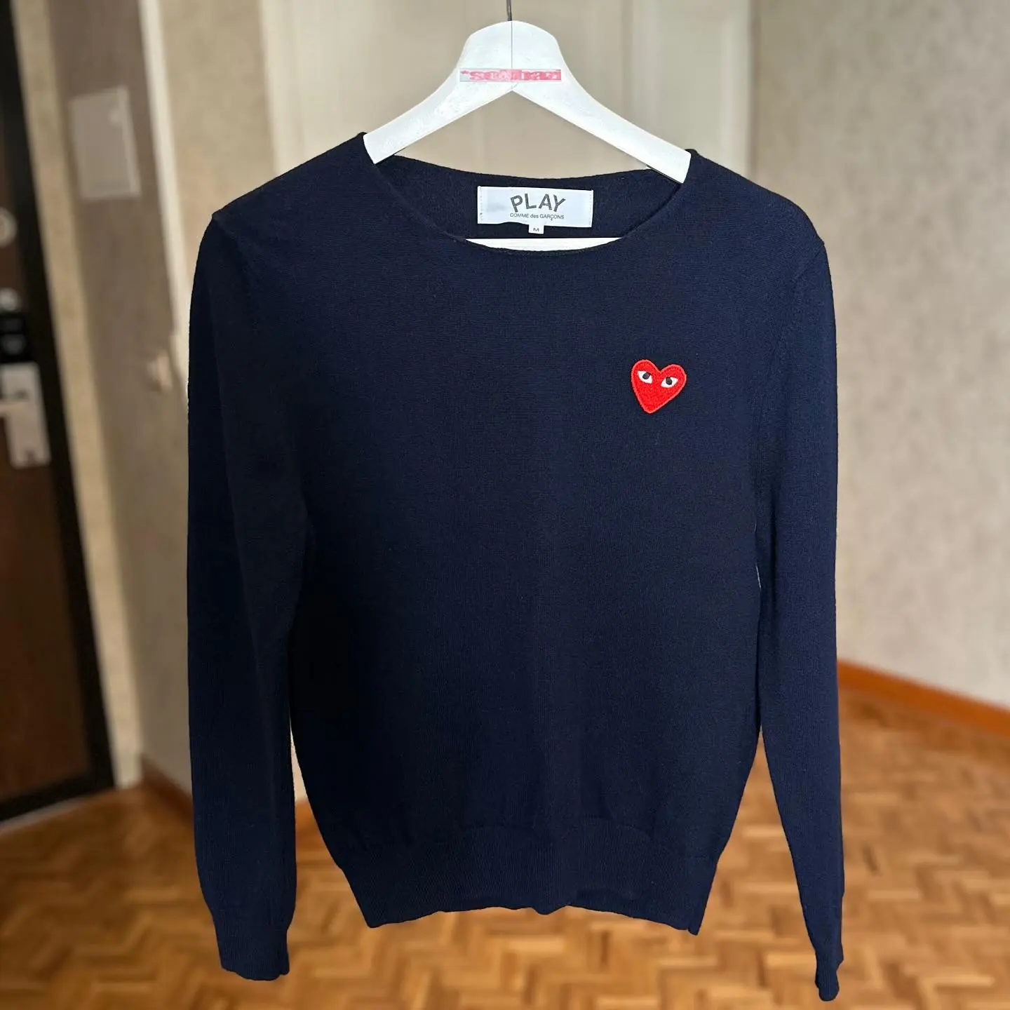 Comme des Garçons PLAY Crew-Neck Pullover Sweater ‘Navy’, view 2 of 5