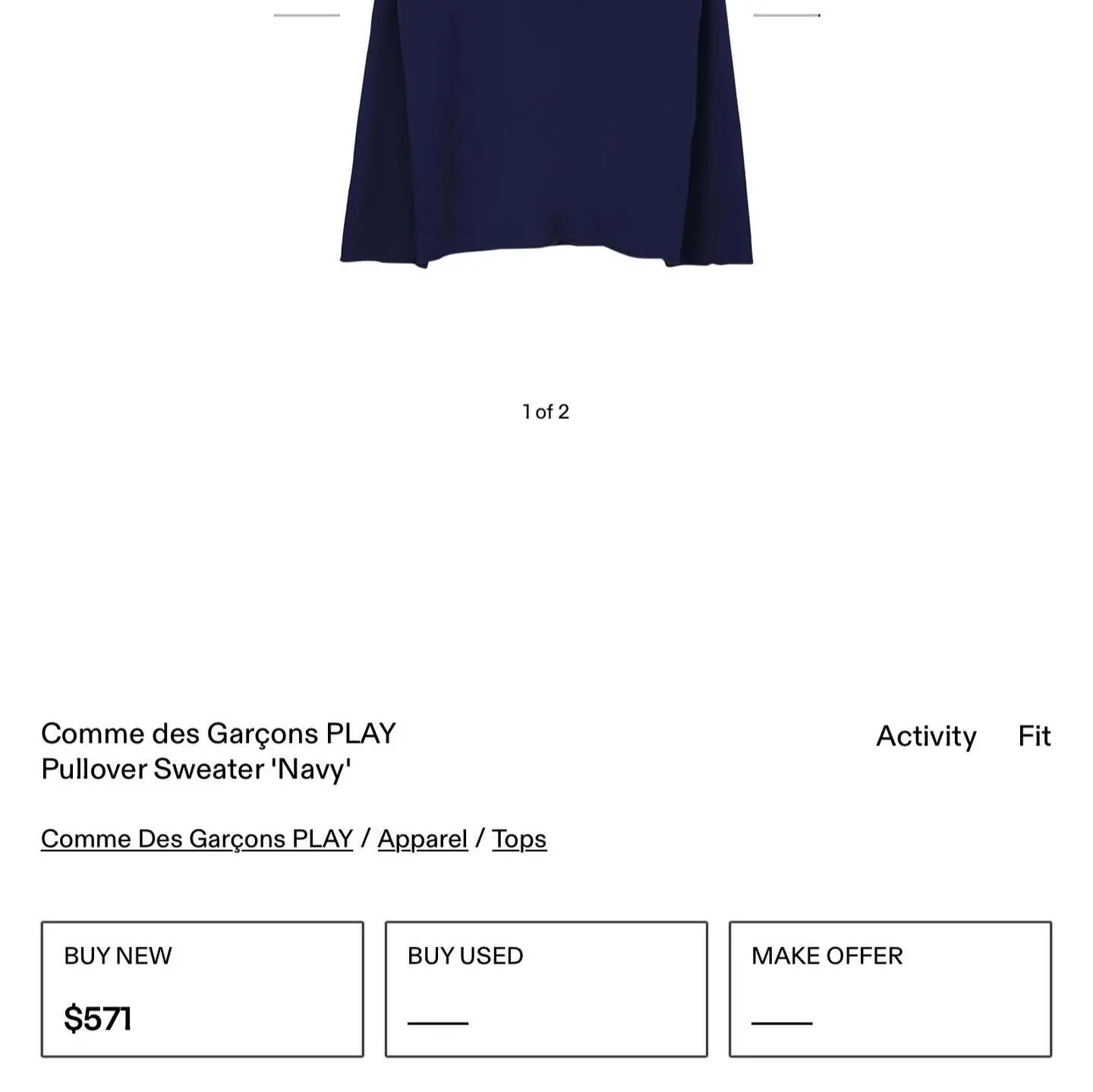 Comme des Garçons PLAY Crew-Neck Pullover Sweater ‘Navy’, view 5 of 5