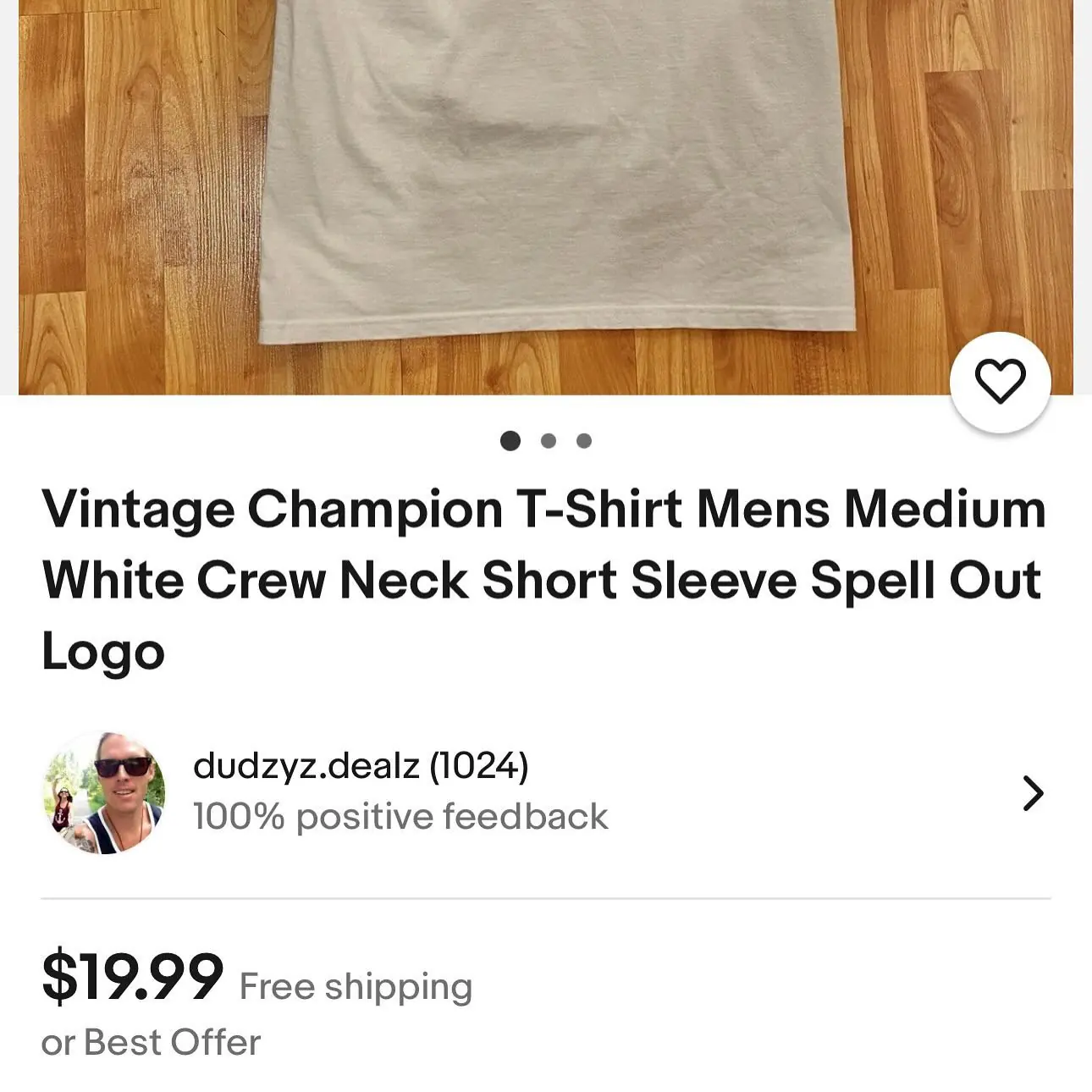 Vintage Champion T-Shirt Mens Medium White Crew Neck Short Print Logo, view 2 of 2