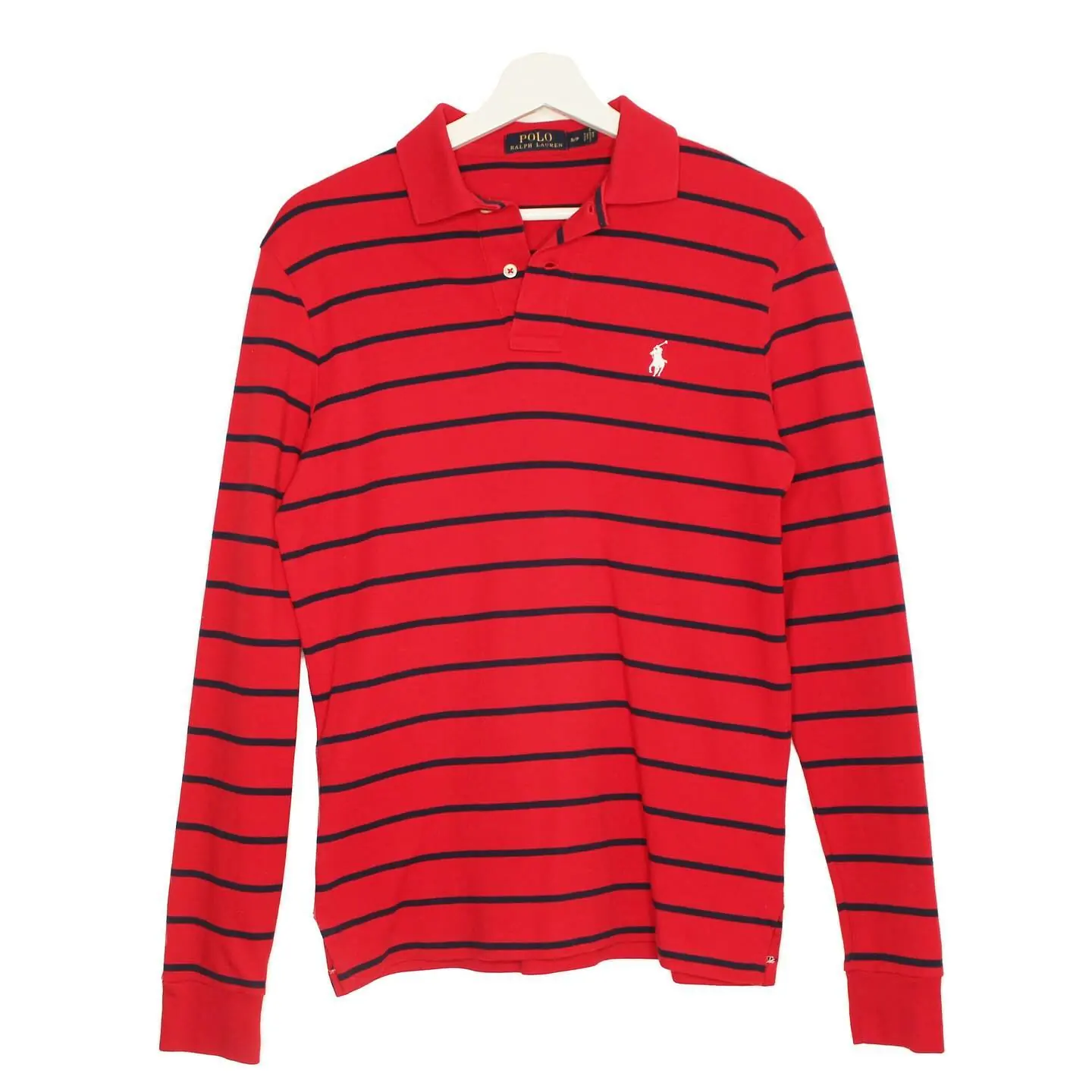 Polo Ralph Lauren red and navy striped long-sleeve polo, view 1 of 2