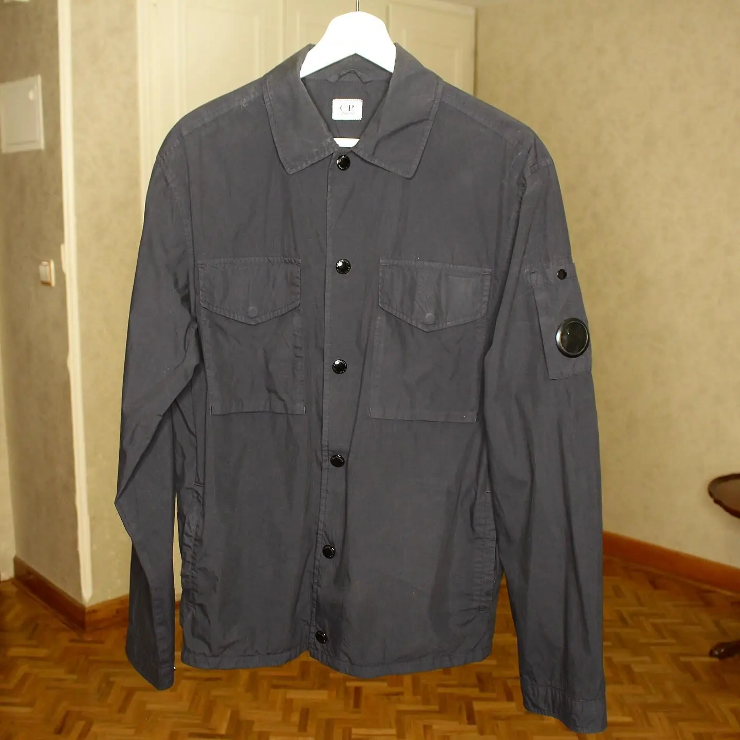 C.P. COMPANY 50 FILI Lens Overshirt in Navy, view 2 of 8