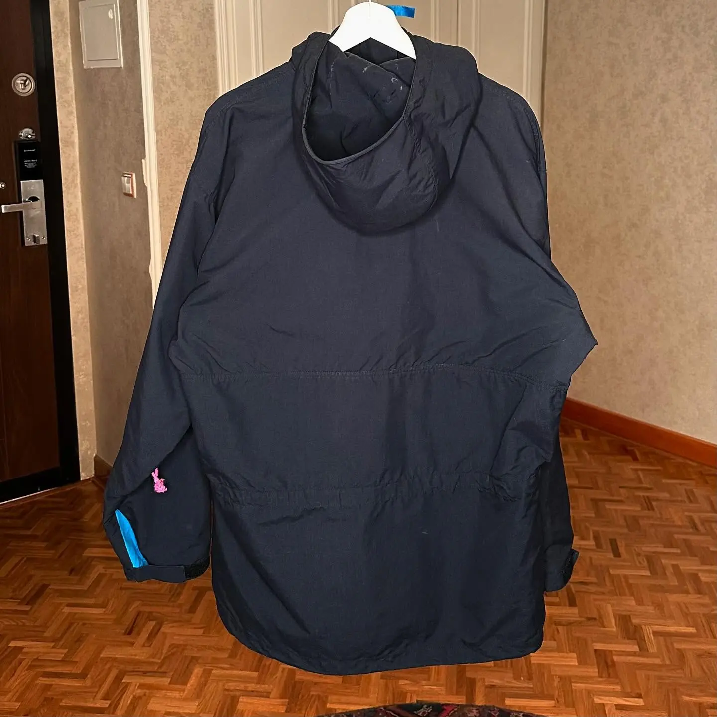 Vintage Y2K Patagonia Hooded Lightweight Half Zip Pullover Rain Jacket in Black and Teal, view 3 of 4