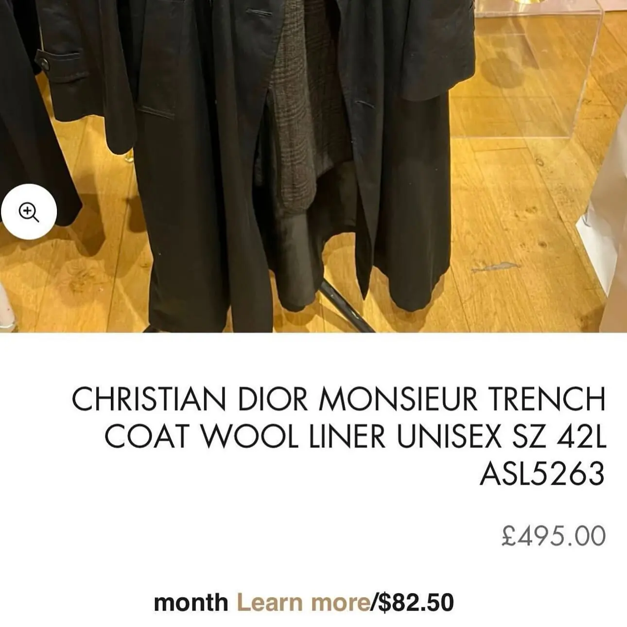 Vintage Christian Dior Monsieur Trench Coat with detachable Wool Lining, view 6 of 6
