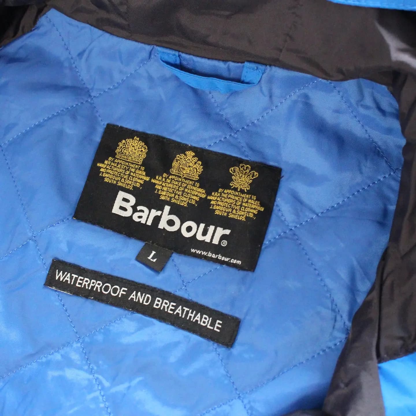 Barbour Gunwale Hooded Waterproof Jacket in Electric Blue, view 3 of 5